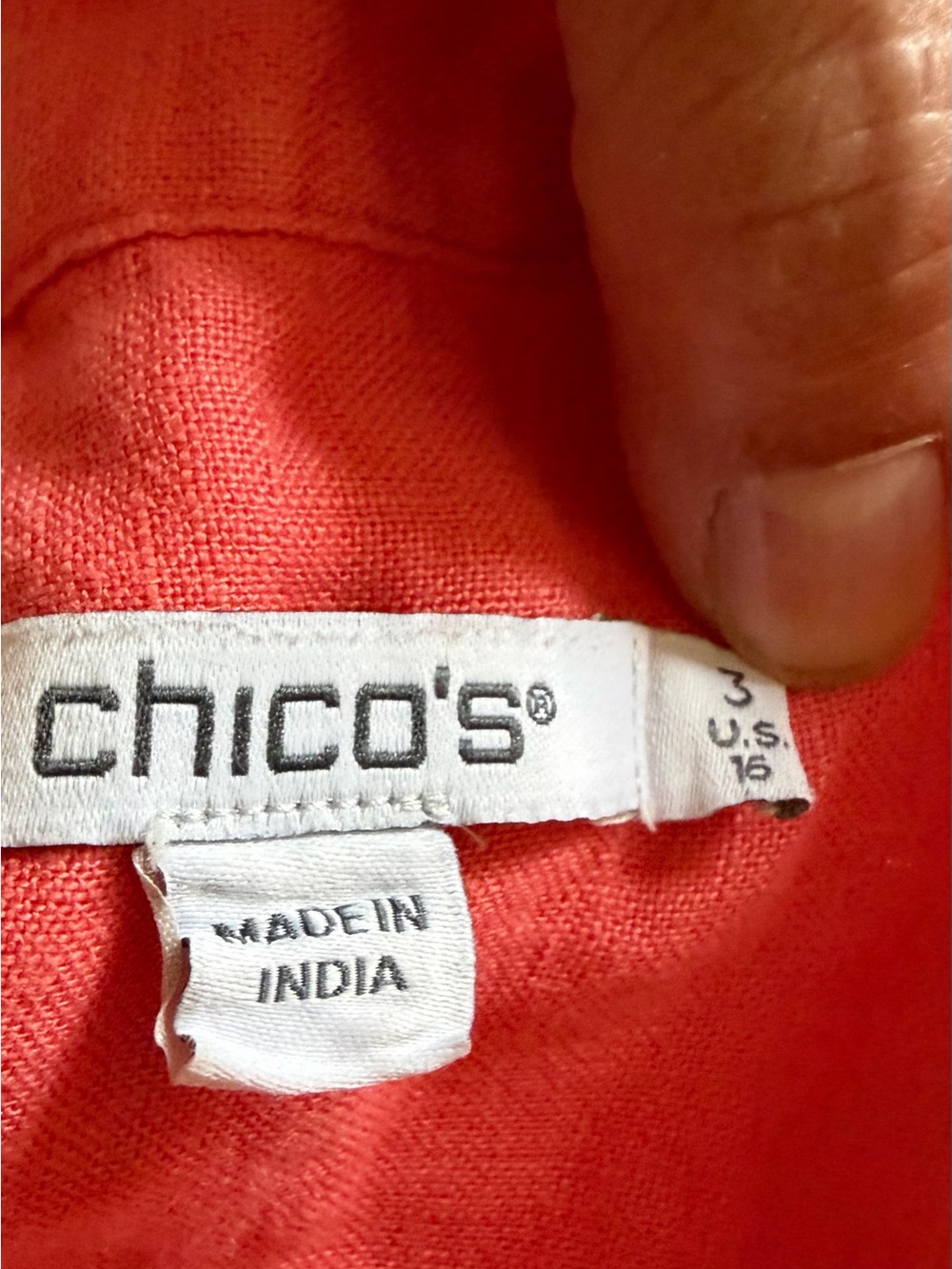 Chico's 100% Linen Coral Embroidered Hem With Flutter-Sleeve Blouse - Picture 8 of 11